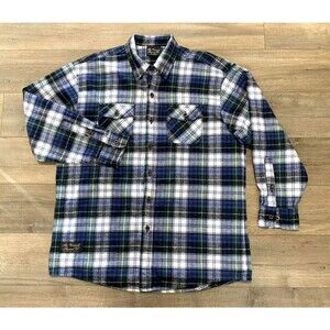 VERMONT FLANNEL CO Mens XXL Plaid Button Up Cotton Flap Pocket Shirt USA Made